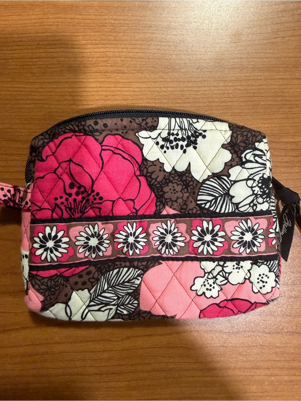 Vera Bradley Pink Floral Quilted Cosmetic Pouch